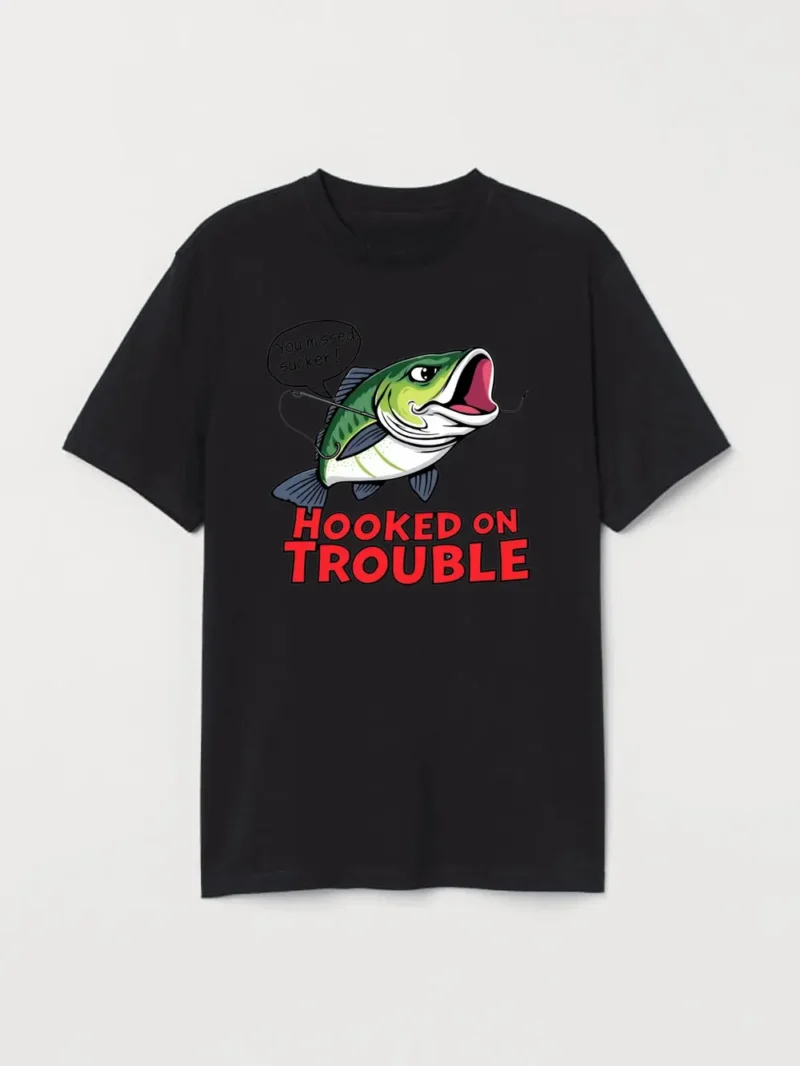 Bold Cartoon Bass With Attitude Perfect For Playful Fishing Fans Fabletee T-Shirt - Image 2