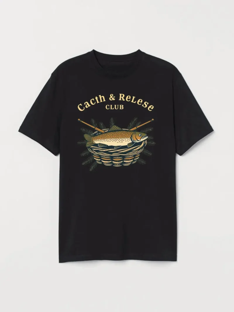 Classic Trout Basket Design For Anglers Who Fish With Care Fabletee T-Shirt - Image 2