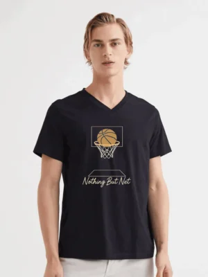 Minimalist Basketball Graphic With A Clean Golden Swish Aesthetic Fabletee T-Shirt