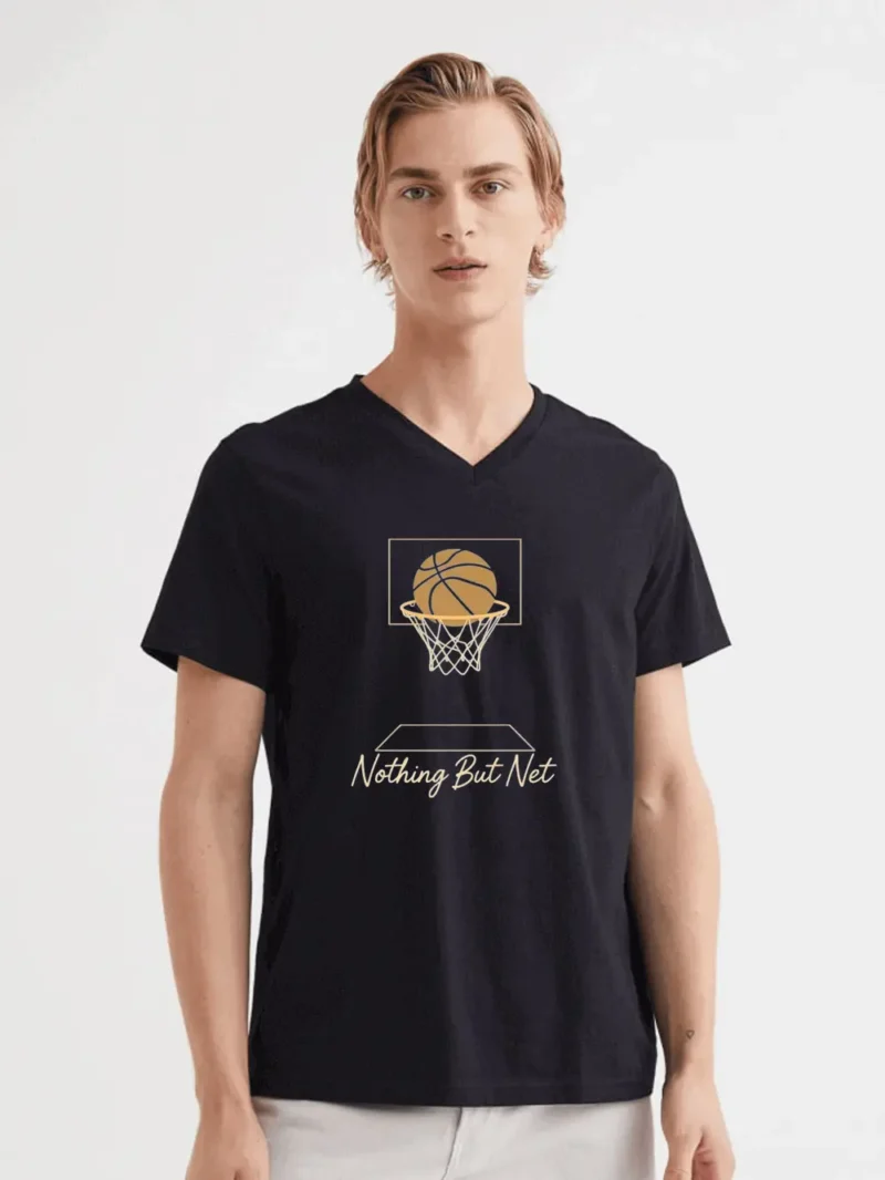 Minimalist Basketball Graphic With A Clean Golden Swish Aesthetic Fabletee T-Shirt