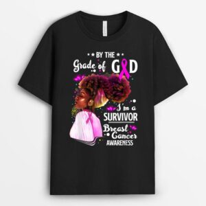 By The Grace God I'm A Survivor Breast Cancer Pink Ribbon T-Shirt