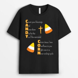 Christian Candy Corn Halloween Jesus Loves T-Shirt
