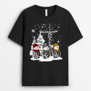 Christmas 2022 Faith Hope Love Snowman Christian Cross Xmas T-Shirt