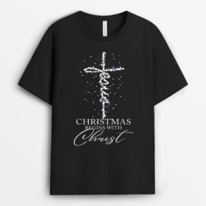 Christmas Begins With Christ Cross Jesus Christian T-Shirt