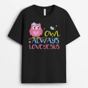Colorful Owl Always Love Jesus Youth Christian T-Shirt