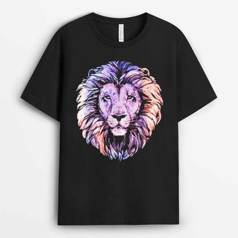 Cool Lion Head Design with Bright Colorful T-Shirt