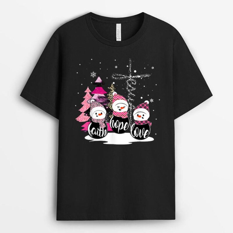 Faith Hope Love Snowman Jesus Xmas Tree Christian Christmas T-Shirt
