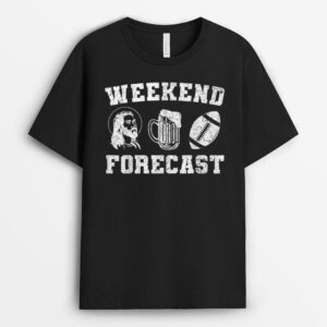 Funny Football Weekend Forecast Jesus Football And Beer T-Shirt