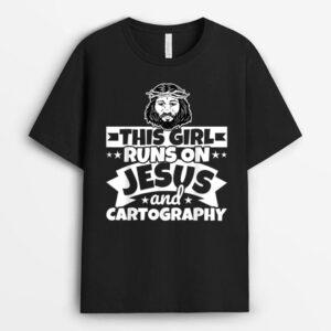 Girl runs on Jesus and Cartography T-Shirt