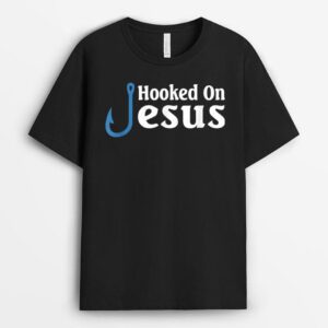 Hooked On Jesus Funny Christian Fishing T-Shirt