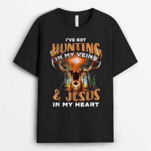 I've Got Hunting In My Veins And Jesus In My Heart Funny T-Shirt