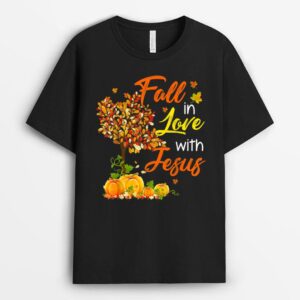 Jesus Autumn Fall in love with Jesus Thanksgiving T-Shirt