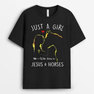 Just A Girl Who Loves Jesus and Horses Equestrian Christian T-Shirt