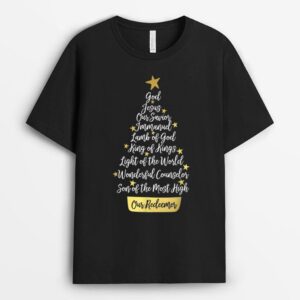 Names of Jesus Christian Faith Christmas Tree T-Shirt