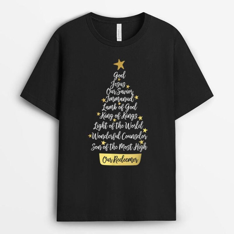 Names of Jesus Christian Faith Christmas Tree T-Shirt