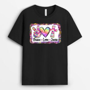 Peace Love Jesus Tie Dye Leopard Christian Jesus Faith T-Shirt