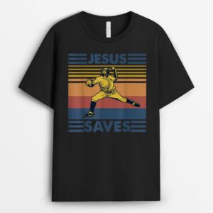 Retro Distressed Jesus Saves Baseball T-Shirt