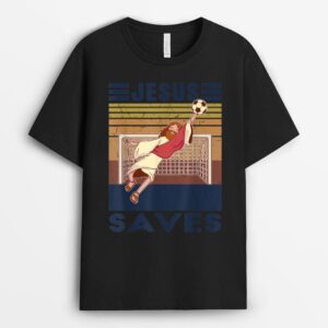 Retro Goalkeeper Jesus Saves Soccer Goal T-Shirt