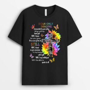 Sunflower Jesus Cross Butterfly I Can Imagine Christian Gift T-Shirt