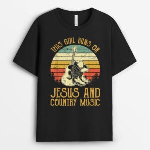This Girl Runs On Jesus And Country Music Christian T-Shirt