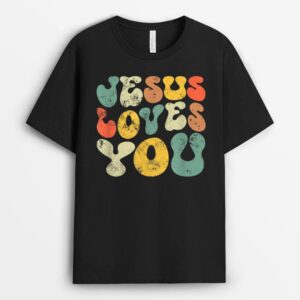 Vintage Retro Jesus Loves You Christian men women gift T-Shirt