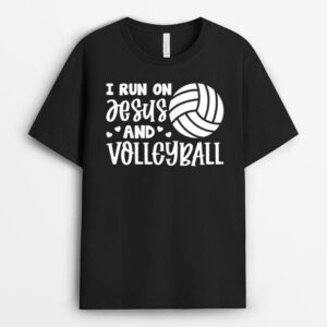 Volleyball Player Funny I Run On Jesus And Volleyball T-Shirt
