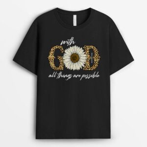 With God All Things Are Possible Matthew Bible Verse Jesus T-Shirt