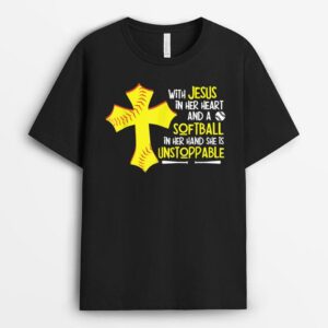 With Jesus In Her Heart A Softball In Her Hand T-Shirt